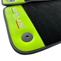 Black Floor Mats for Lamborghini Urus With Green Leather - AutoWin