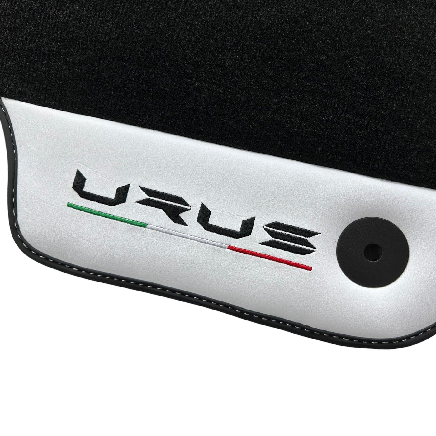 Black Floor Mats for Lamborghini Urus With White Leather - AutoWin