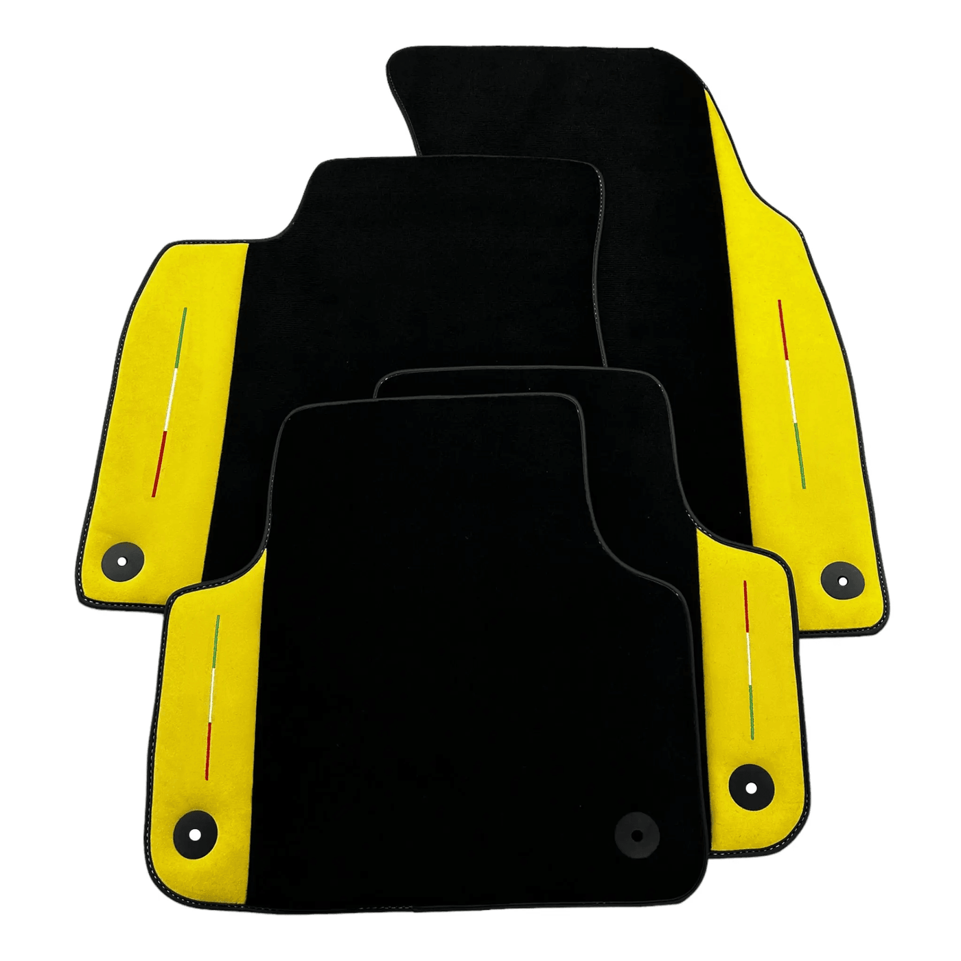 Black Floor Mats For Lamborghini Urus With Yellow Alcantara Leather - AutoWin
