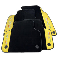 Black Floor Mats for Lamborghini Urus With Yellow Leather - AutoWin