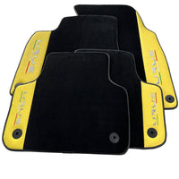 Black Floor Mats for Lamborghini Urus With Yellow Leather - AutoWin