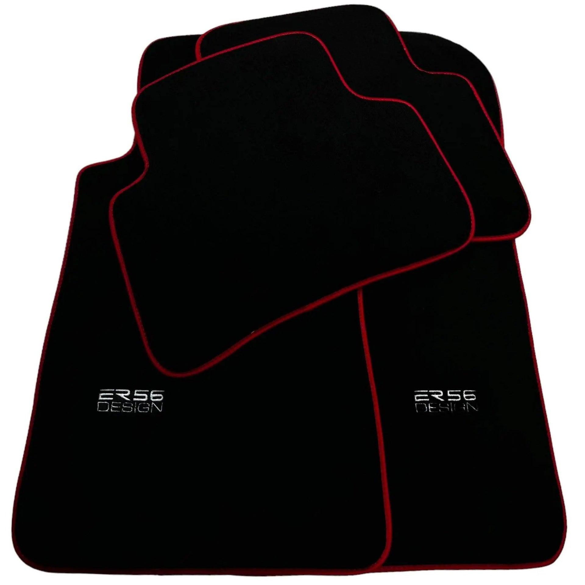 Black Floor Mats For Mercedes-Benz C Class W202 (1993-2000) ER56 Design | Red Trim - AutoWin