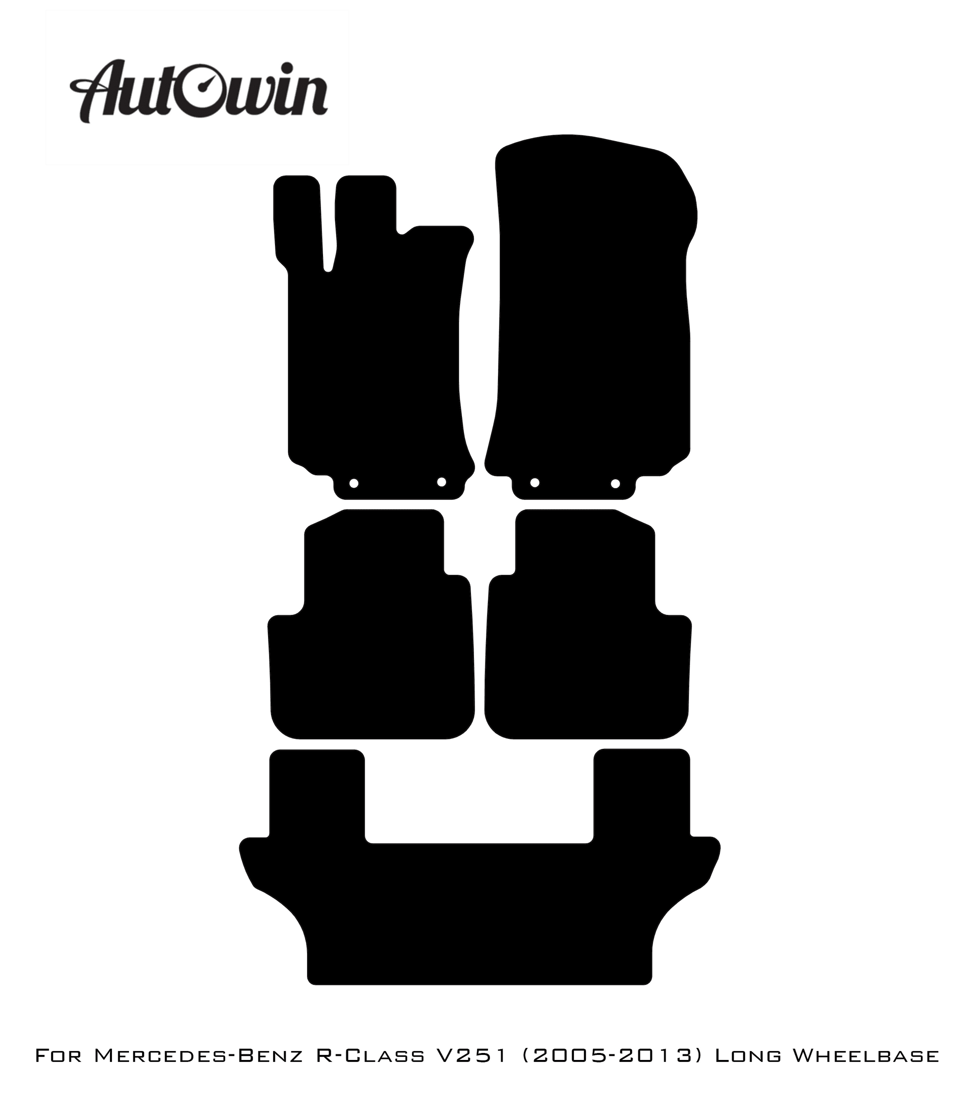 Black Floor Mats For Mercedes Benz R-Class V251 (2005-2013) Long Wheelbase | Limited Edition - AutoWin