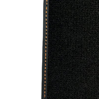 Black Floor Mats for Porsche 718 Cayman (2017-2023) with Orange Alcantara Leather ER56 Design - AutoWin