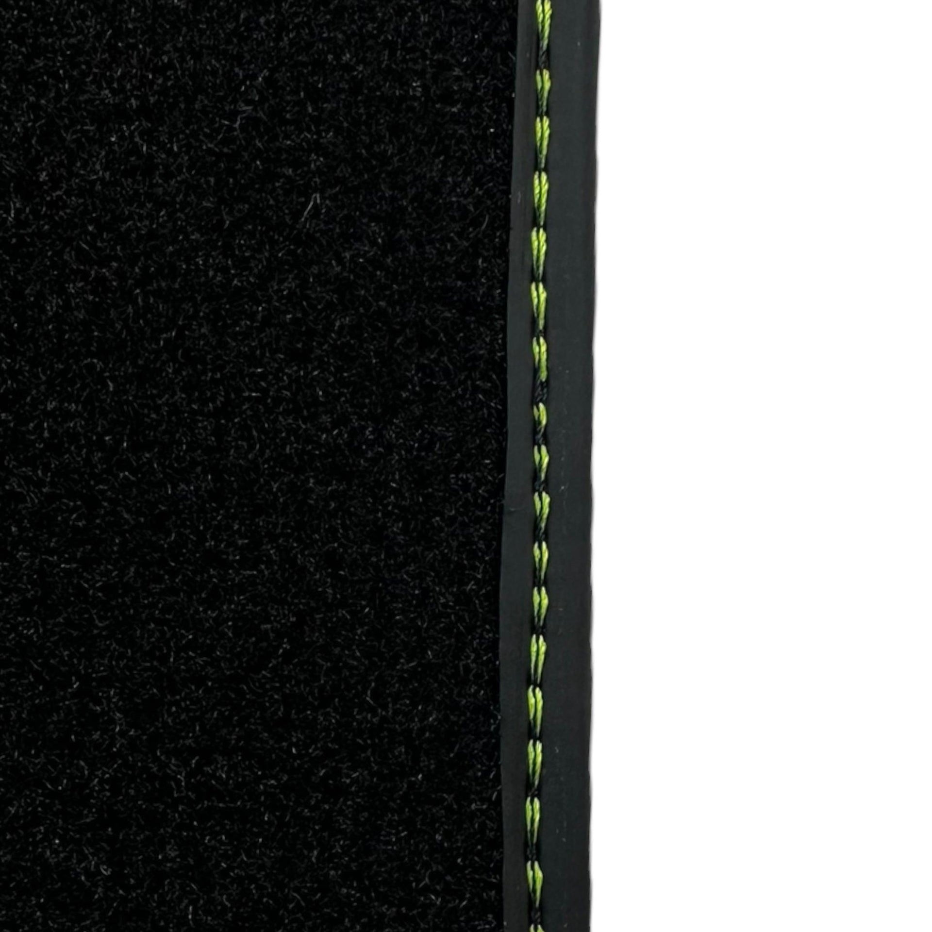 Black Floor Mats for Porsche 911 - 991 (2012-2019) with Green Leather ER56 Design - AutoWin