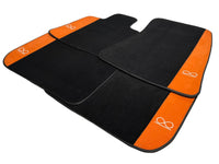 Black Floor Mats For Rolls Royce Black Badge Wraith Orange Alcantara - AutoWin