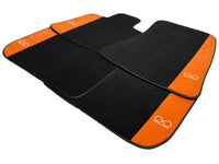 Black Floor Mats For Rolls Royce Black Badge Wraith Orange Alcantara - AutoWin