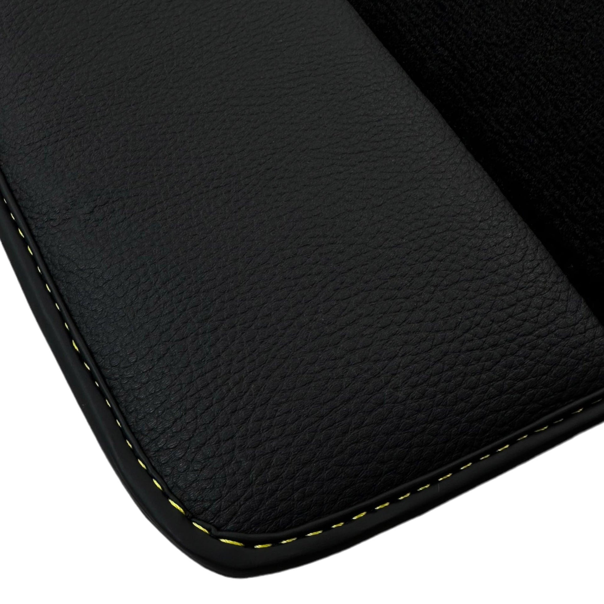 Black Floor Mats with Leather for BMW 5 Series G30 - "Jet Fuel Only" - AutoWin