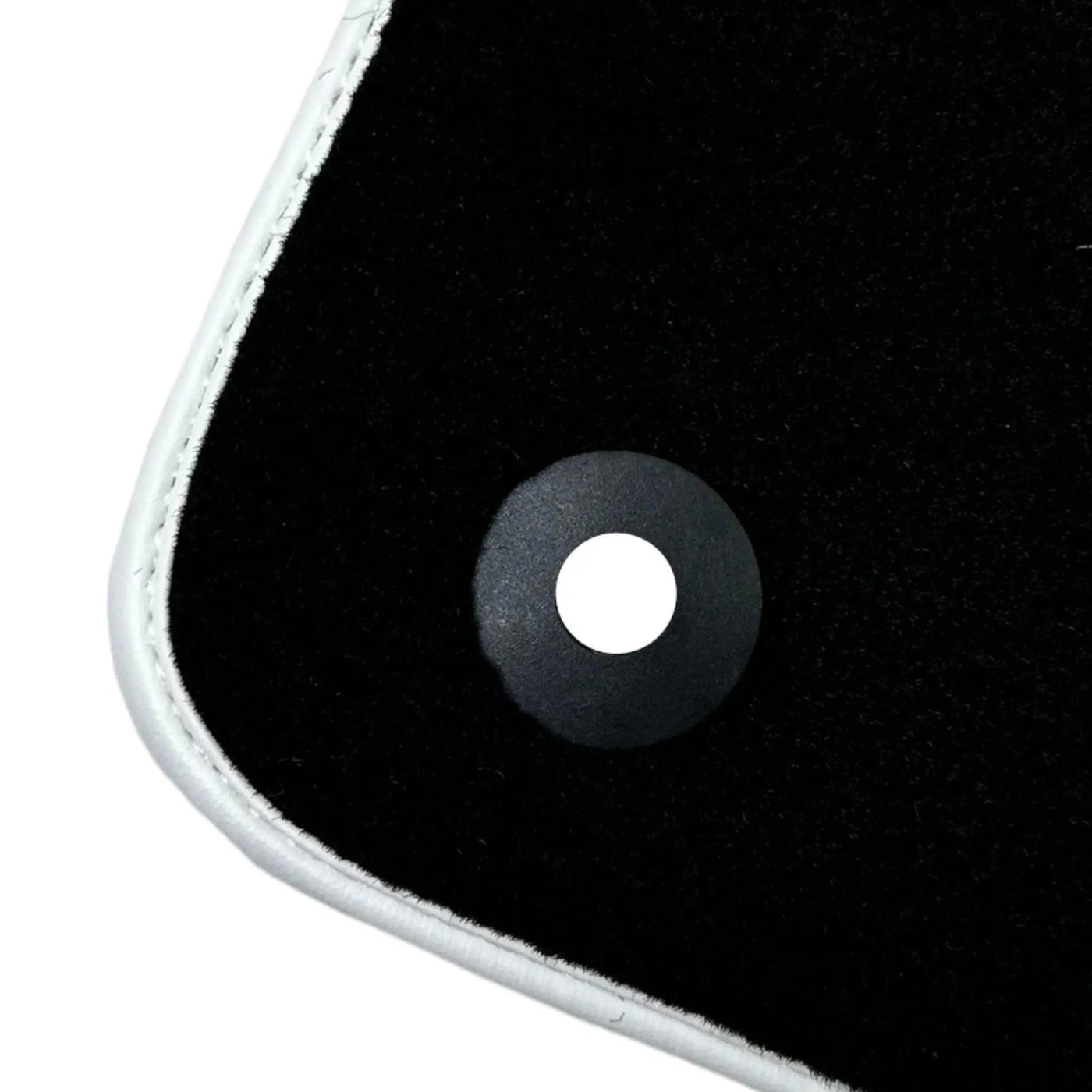 Black Floor Mats with White Trim for Ford Mustang V FL (2011-2014) With Pony - AutoWin