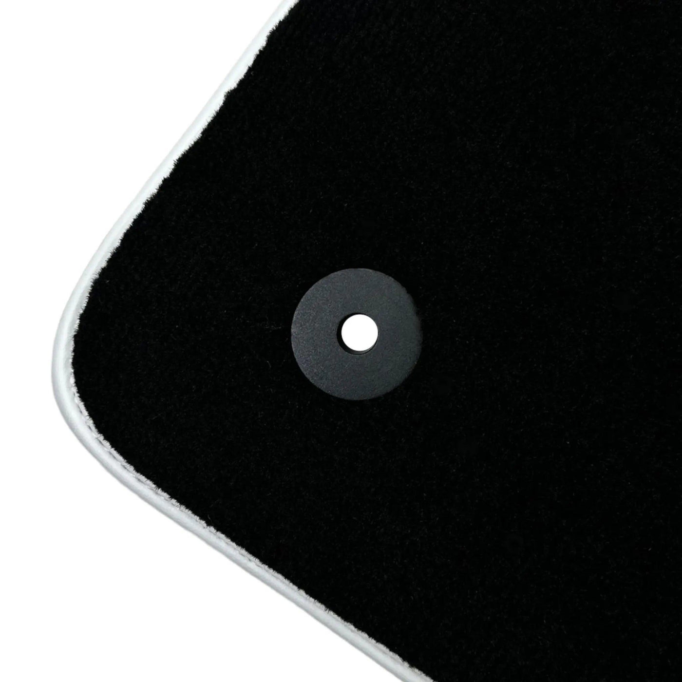 Black Floor Mats with White Trim For Ford Mustang VI (2015-2023) With Pony - AutoWin