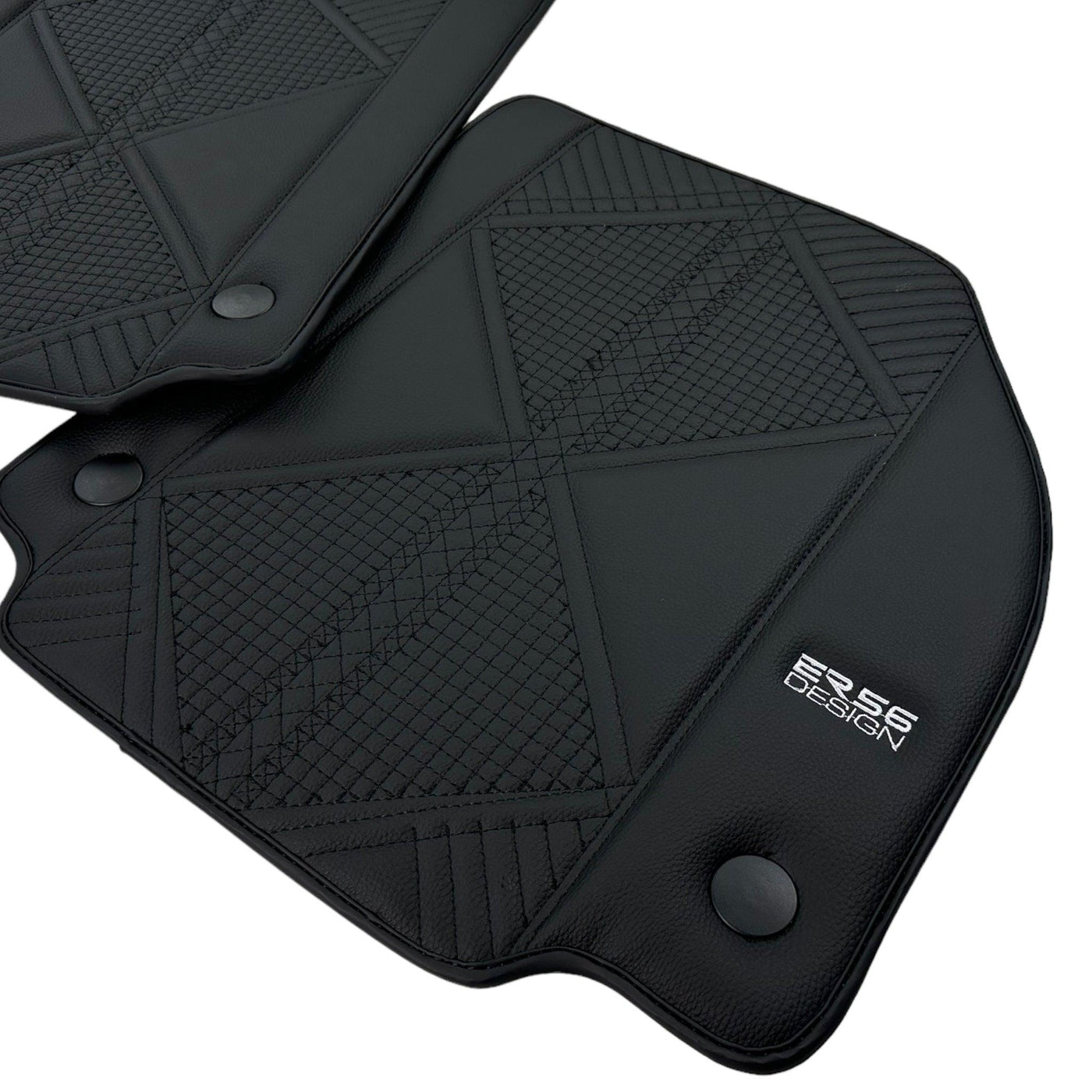 Black Leather Floor Mats For Ferrari 458 GT2 (2012-2015) ER56 Design - AutoWin