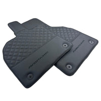 Black Leather Floor Mats for Lamborghini Aventador | Black Stitching - AutoWin