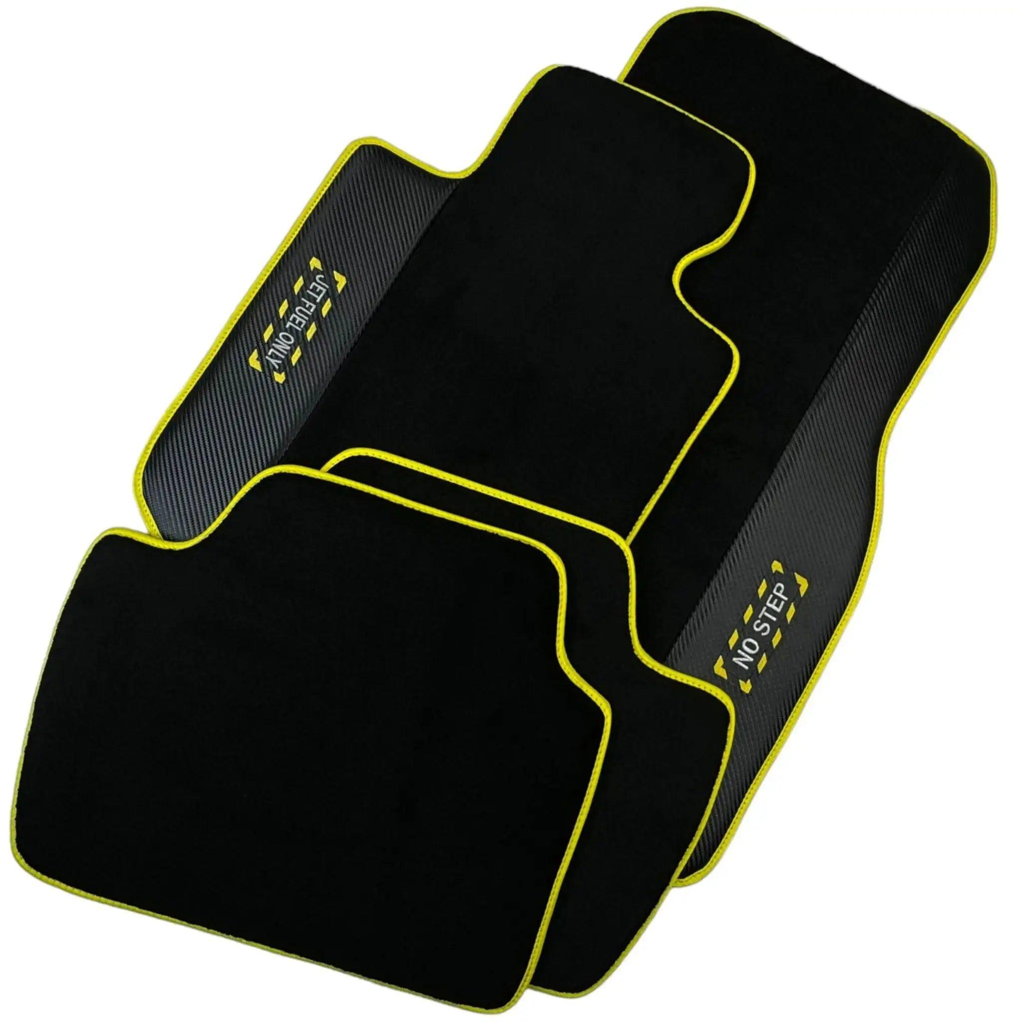 Black Mats For BMW 1 Series F21 3-door Hatchback | Fighter Jet Edition | Yellow Trim - AutoWin