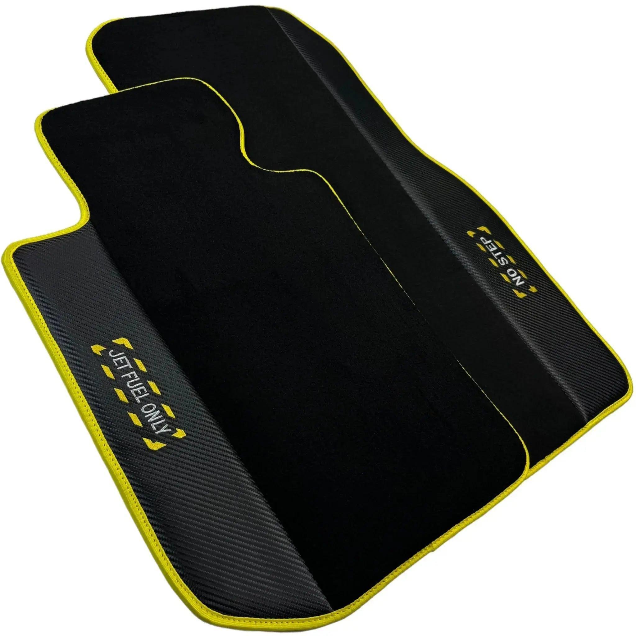 Black Mats For BMW 1 Series F21 3-door Hatchback | Fighter Jet Edition | Yellow Trim - AutoWin