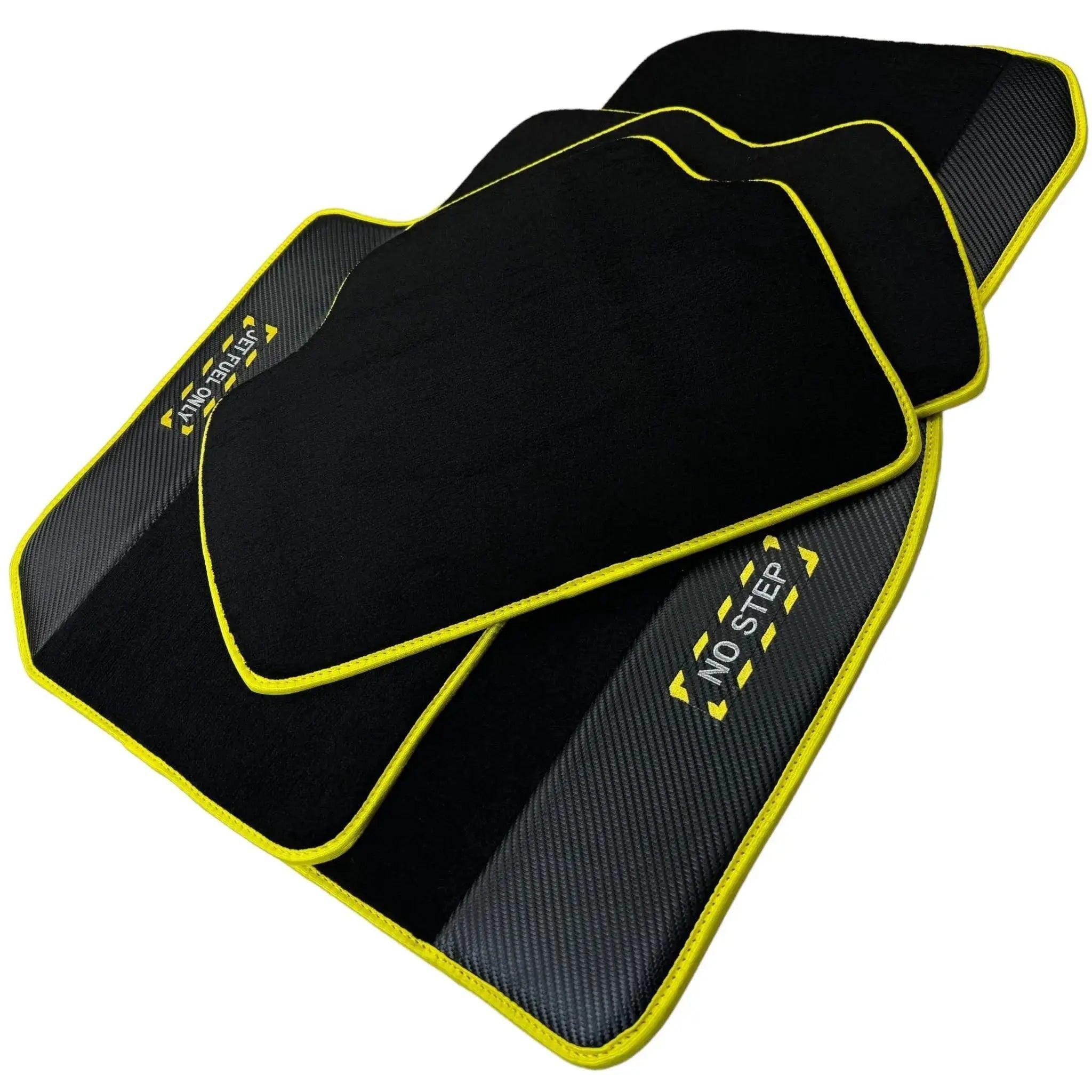 Black Mats For BMW 1 Series F21 3-door Hatchback | Fighter Jet Edition | Yellow Trim - AutoWin