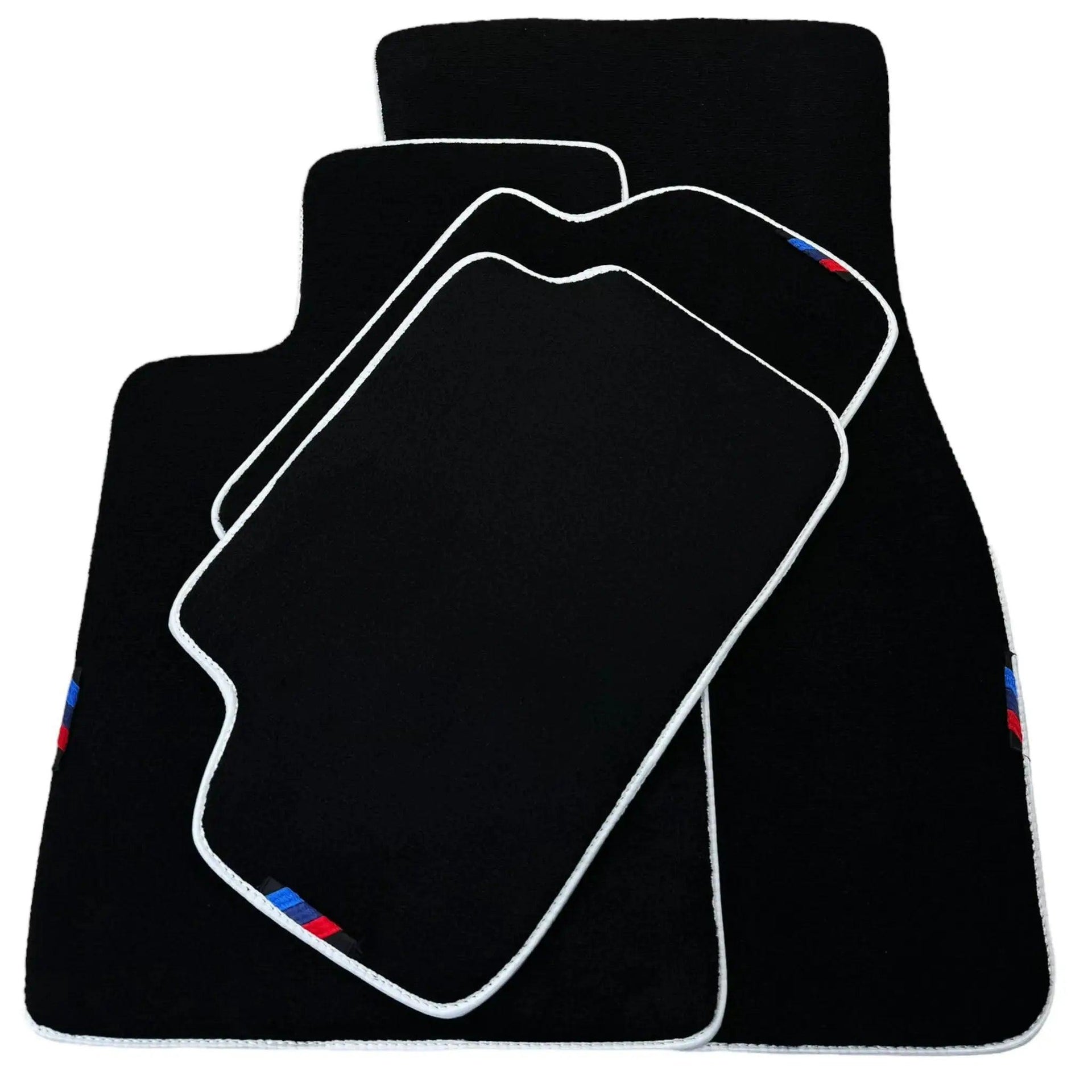 Black Mats For BMW 7 Series E38 Long | White Trim - AutoWin