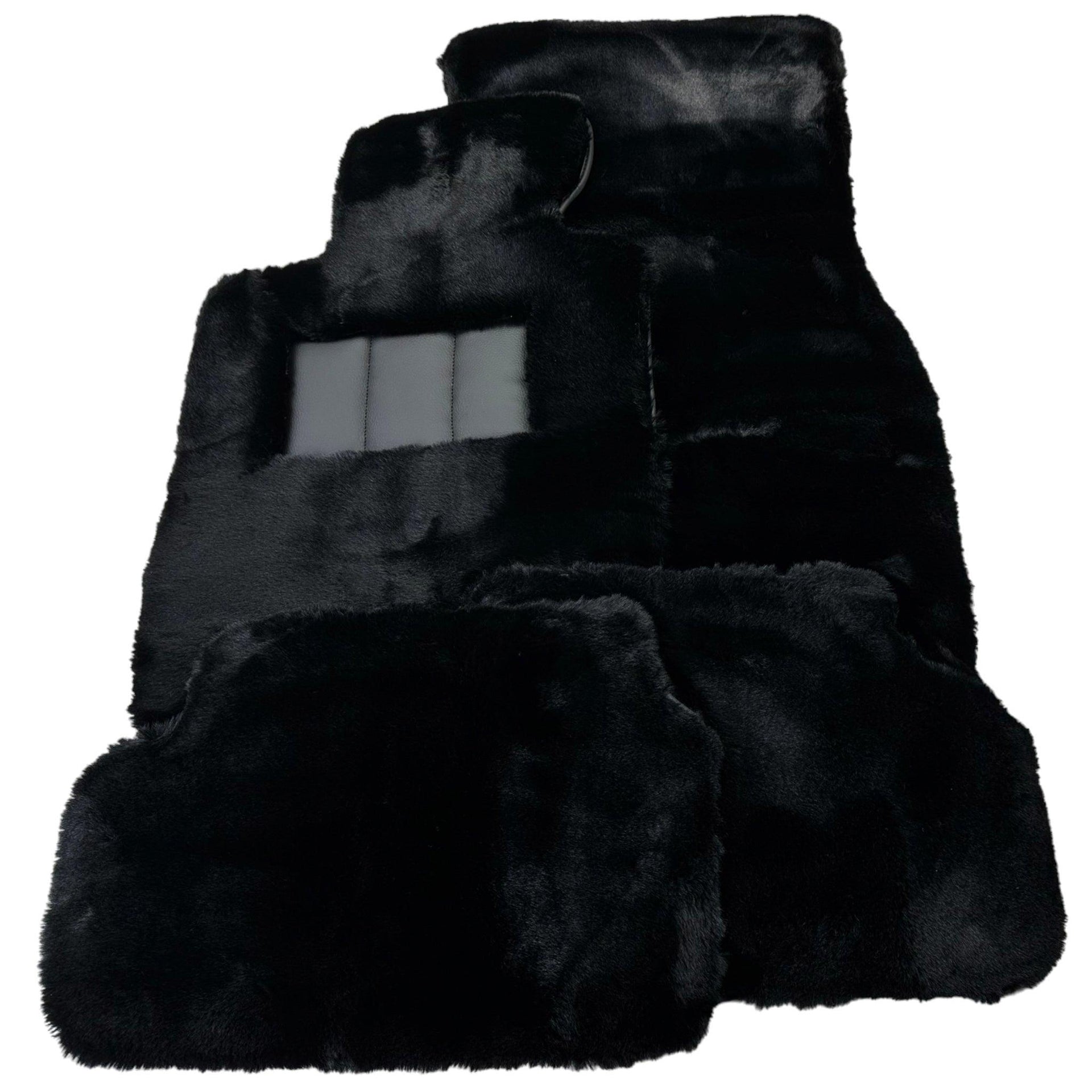 Black Sheepskin Floor Mats for Rolls-Royce Shadow (1965-1977) No Steps Edition - AutoWin