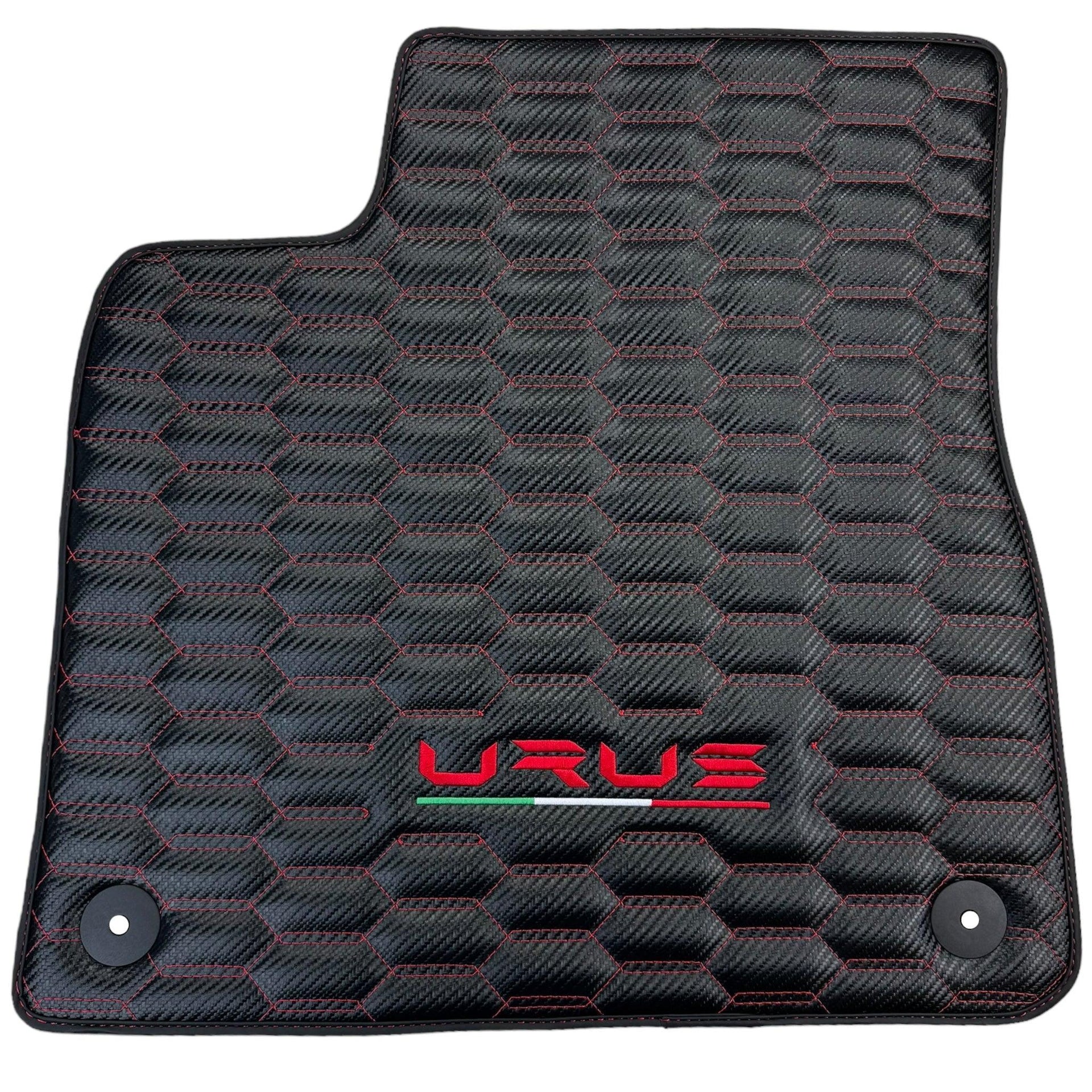 Carbon Fiber Floor Mats for Lamborghini Urus with Red Stitching - AutoWin