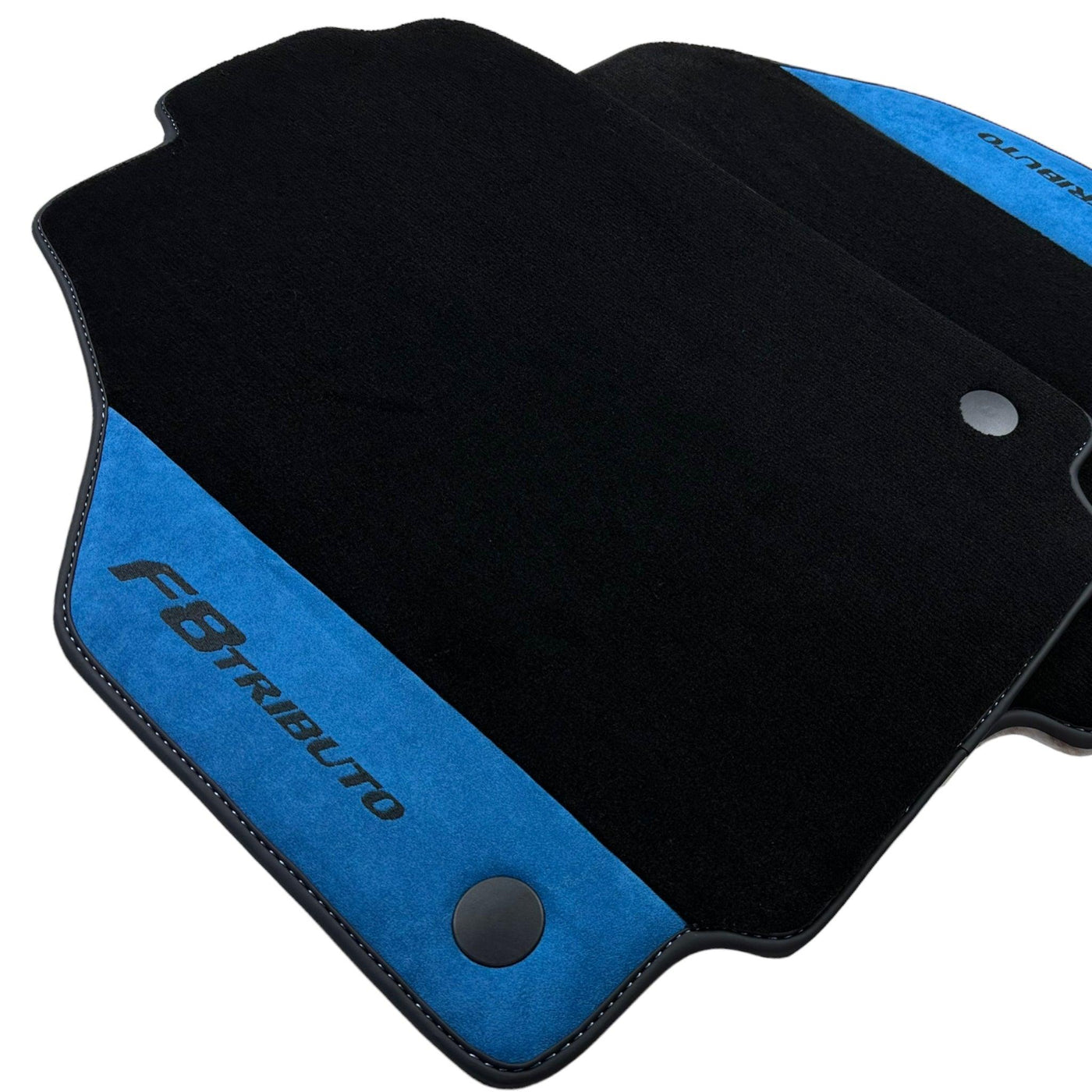 Floor Mats For Ferrari F8 Tributo 2019-2022 With Blue Alcantara Leather - AutoWin