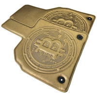Golden Leather Floor Mats for Lamborghini Aventador with Bitcoin Sewing - AutoWin