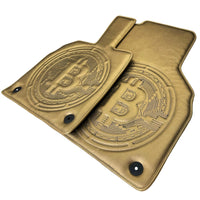 Golden Leather Floor Mats for Lamborghini Aventador with Bitcoin Sewing - AutoWin