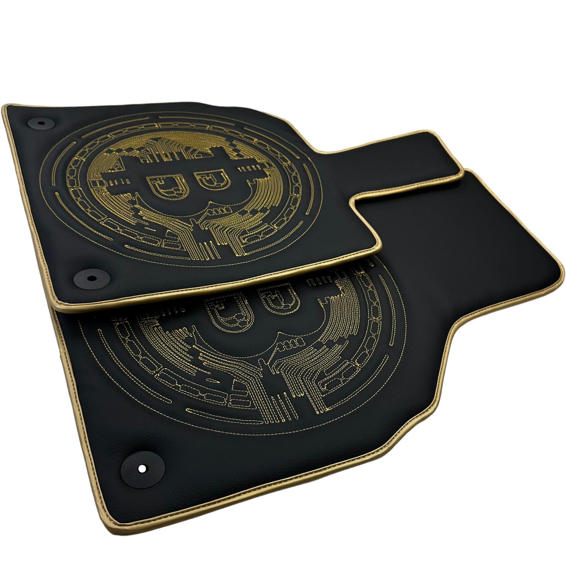 Leather Floor Mats for Lamborghini Aventador with Bitcoin Sewing - AutoWin