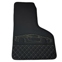 Leather Floor Mats for Lamborghini Huracan Yellow Sewing | ER56 Design - AutoWin