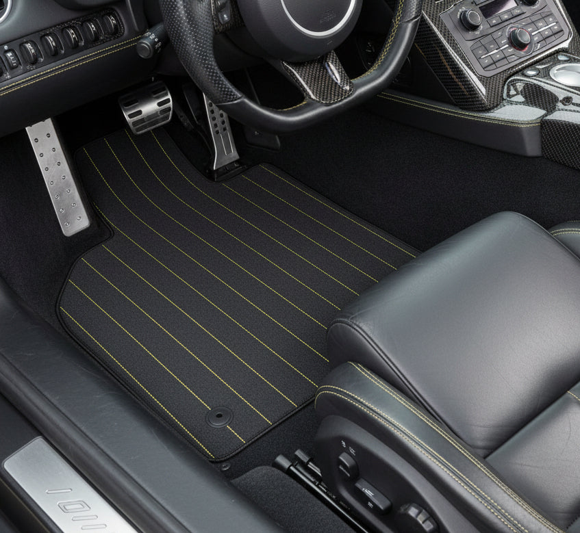 Customizable Leather Floor Mats with Triangle Pattern for Lamborghini Murcielago (2001-2010) - AutoWin