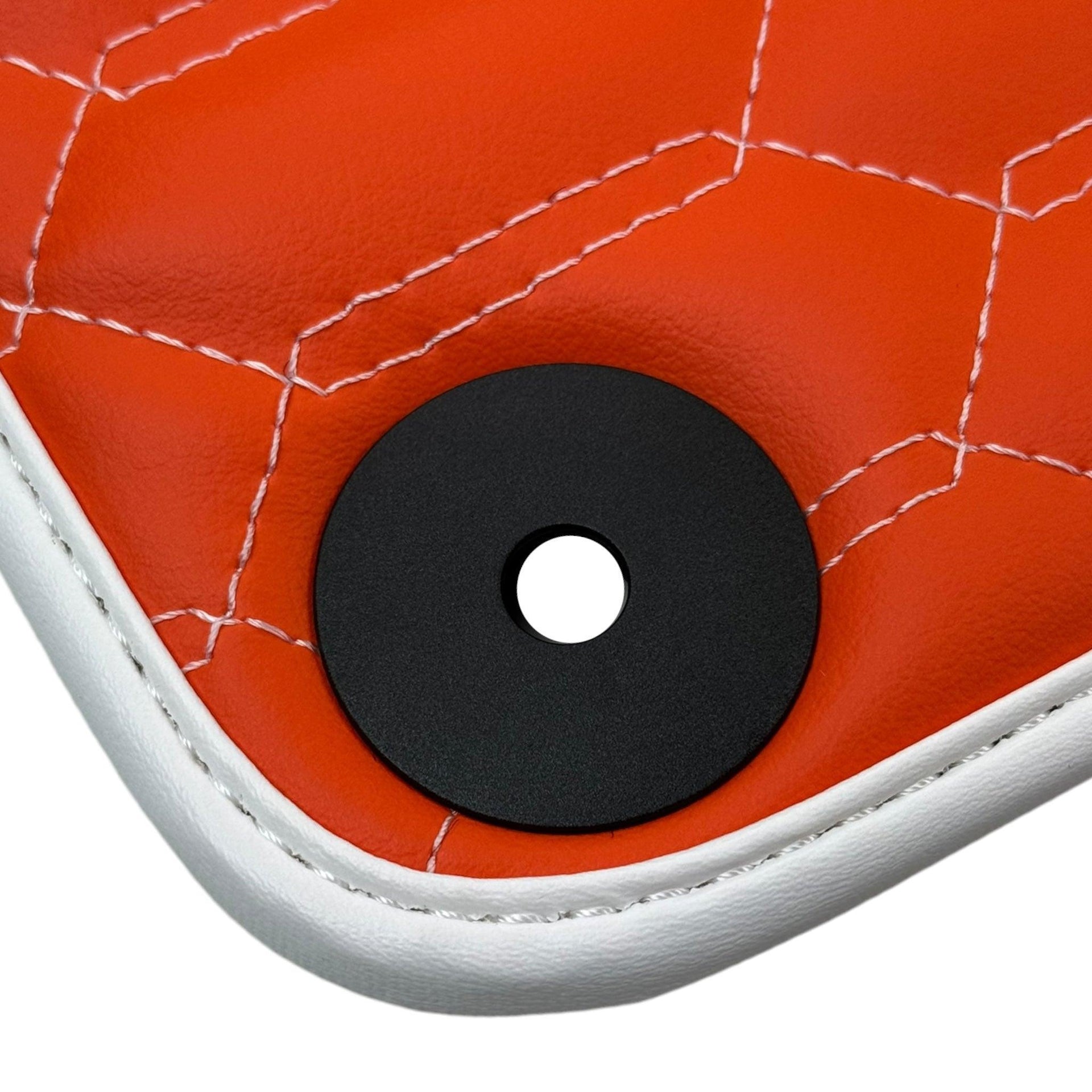 Orange Leather Floor Mats for Lamborghini Huracan with White Trim - AutoWin