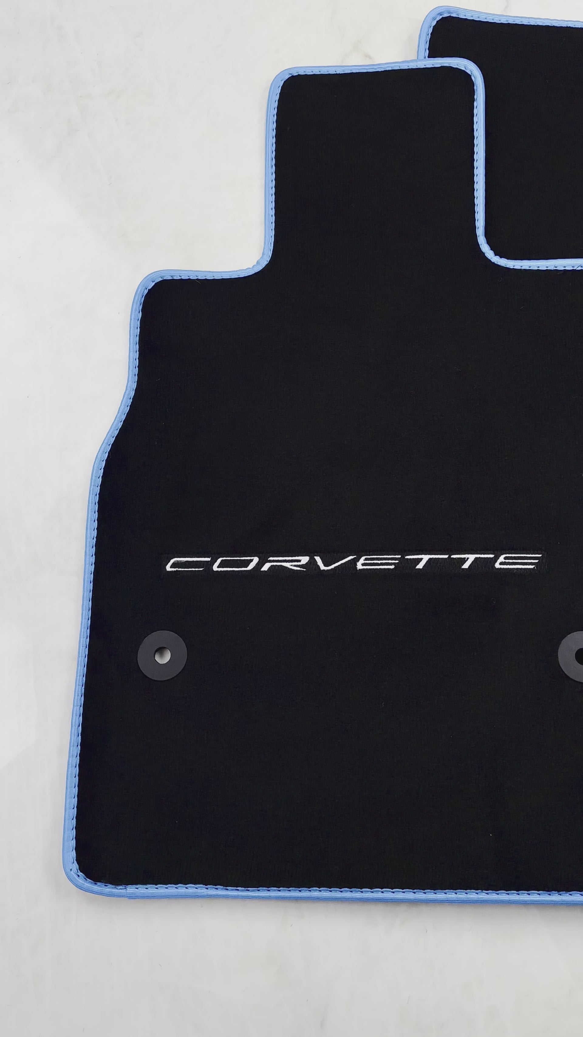 Black Floor Mats For Chevrolet Corvette C8 (2020-2024) with Blue Trim - AutoWin