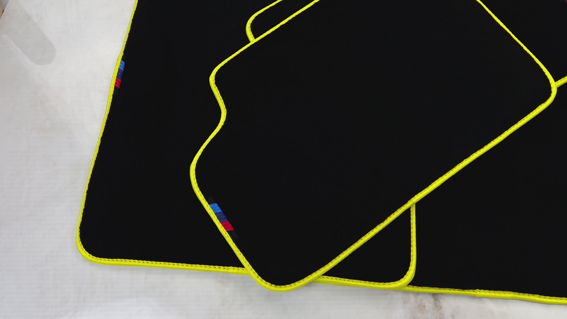 Black Floor Mats For BMW G30 Sedan (2016-2023) | Yellow Trim - AutoWin
