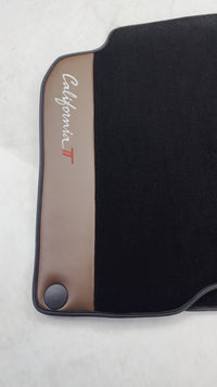 Black Floor Mats For Ferrari California T 2015–2018 with Brown Leather