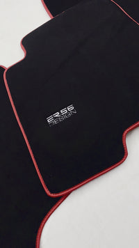 Black Floor Mats For Mitsubishi Pajero III (2000-2004) ER56 Design with Red Trim