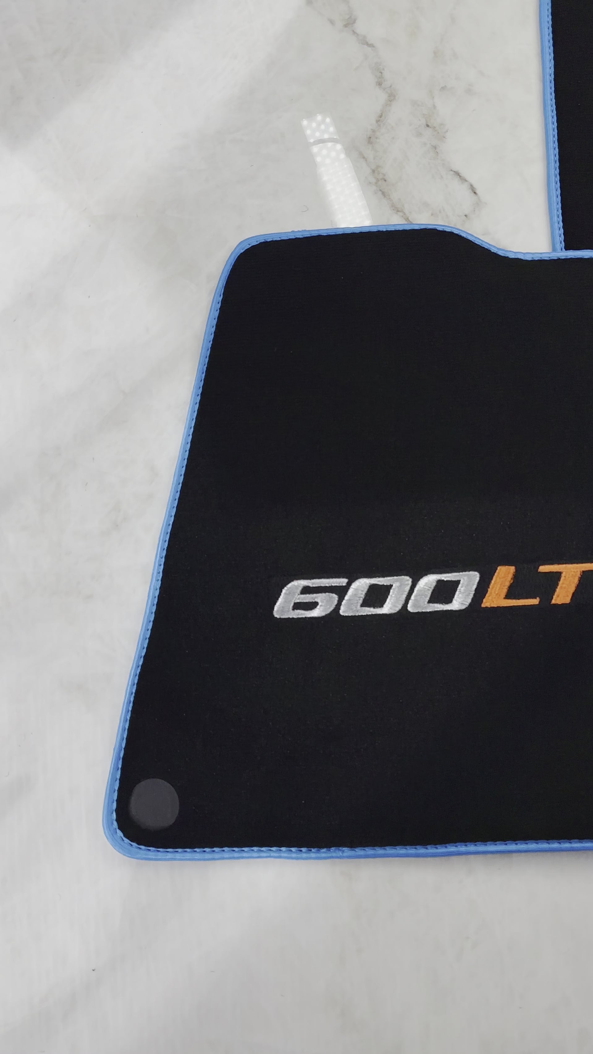 Black Floor Mats for McLaren 600 LT (2018-2020) With Blue Trim - AutoWin.EU