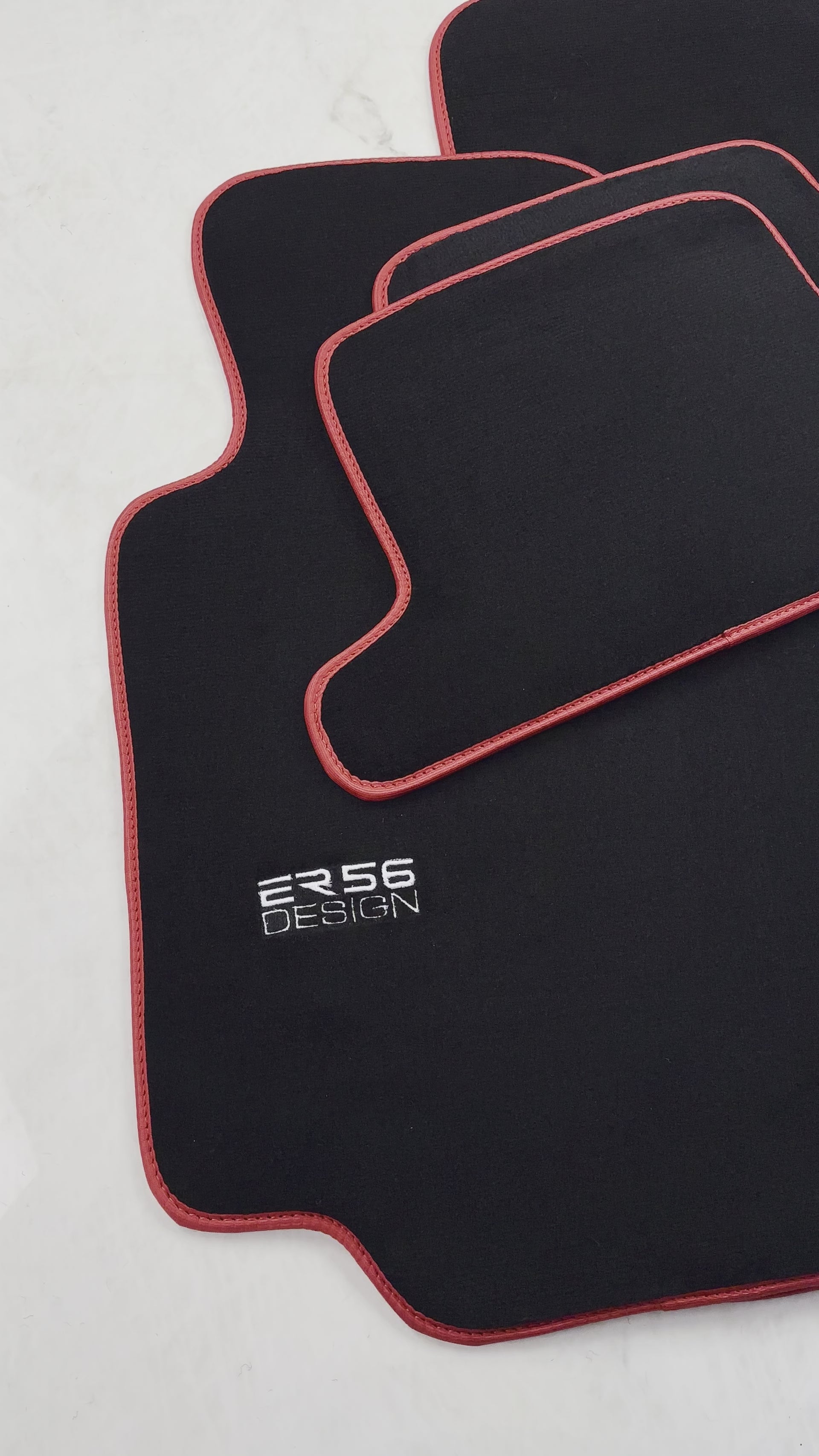 Black Floor Mats For BMW 8 Series E31 2-door Coupe (1989-1999) ER56 Design with Red Trim - ER56 Design