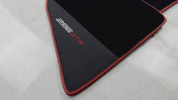Black Floor Mats for Ferrari 296 GTB (2022-2025) with Leather and Red Trim