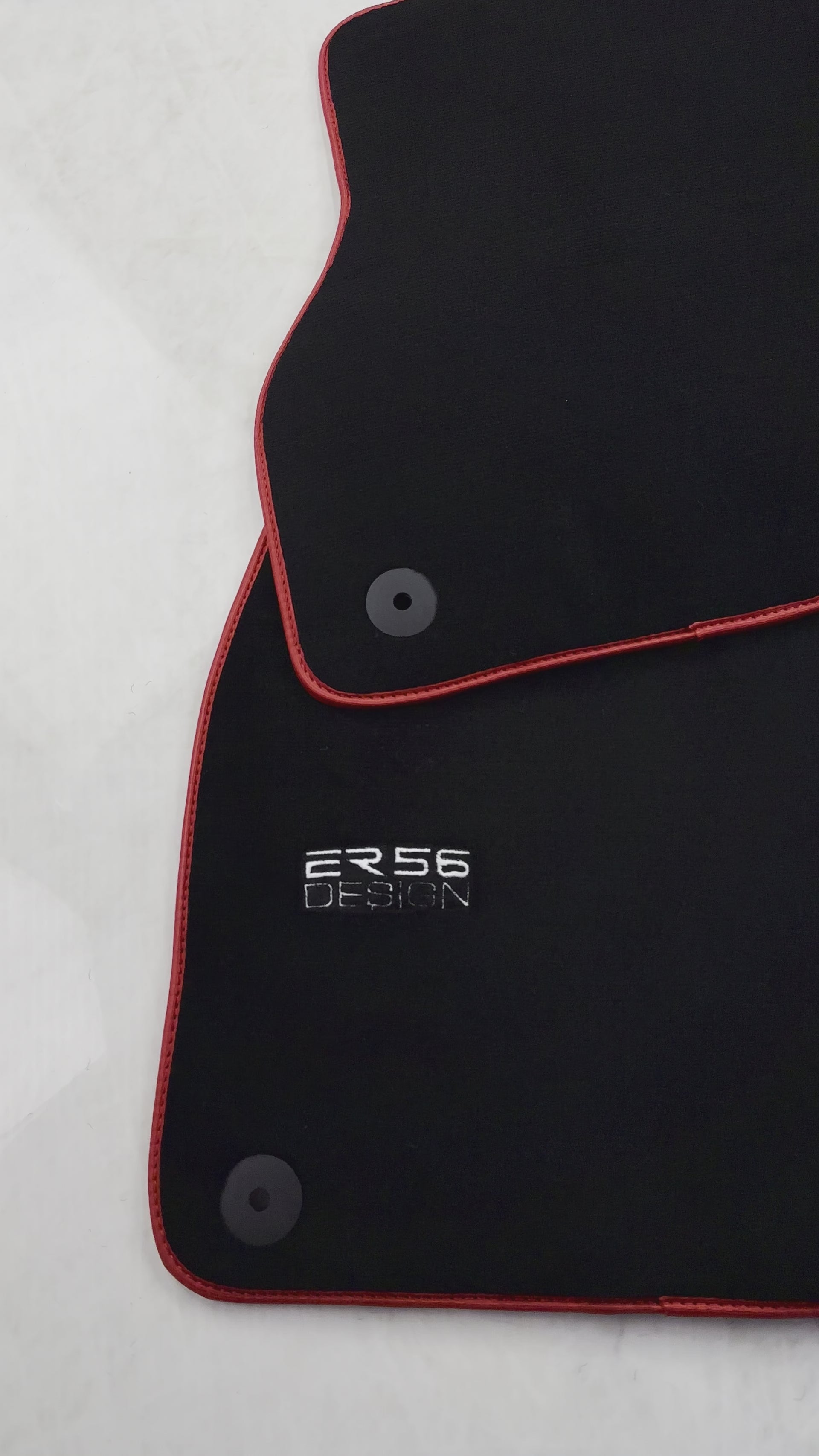 Black Floor Mats For Audi A6 - C8 Sedan (2018-2023) ER56 Design with Red Trim - ER56 Design