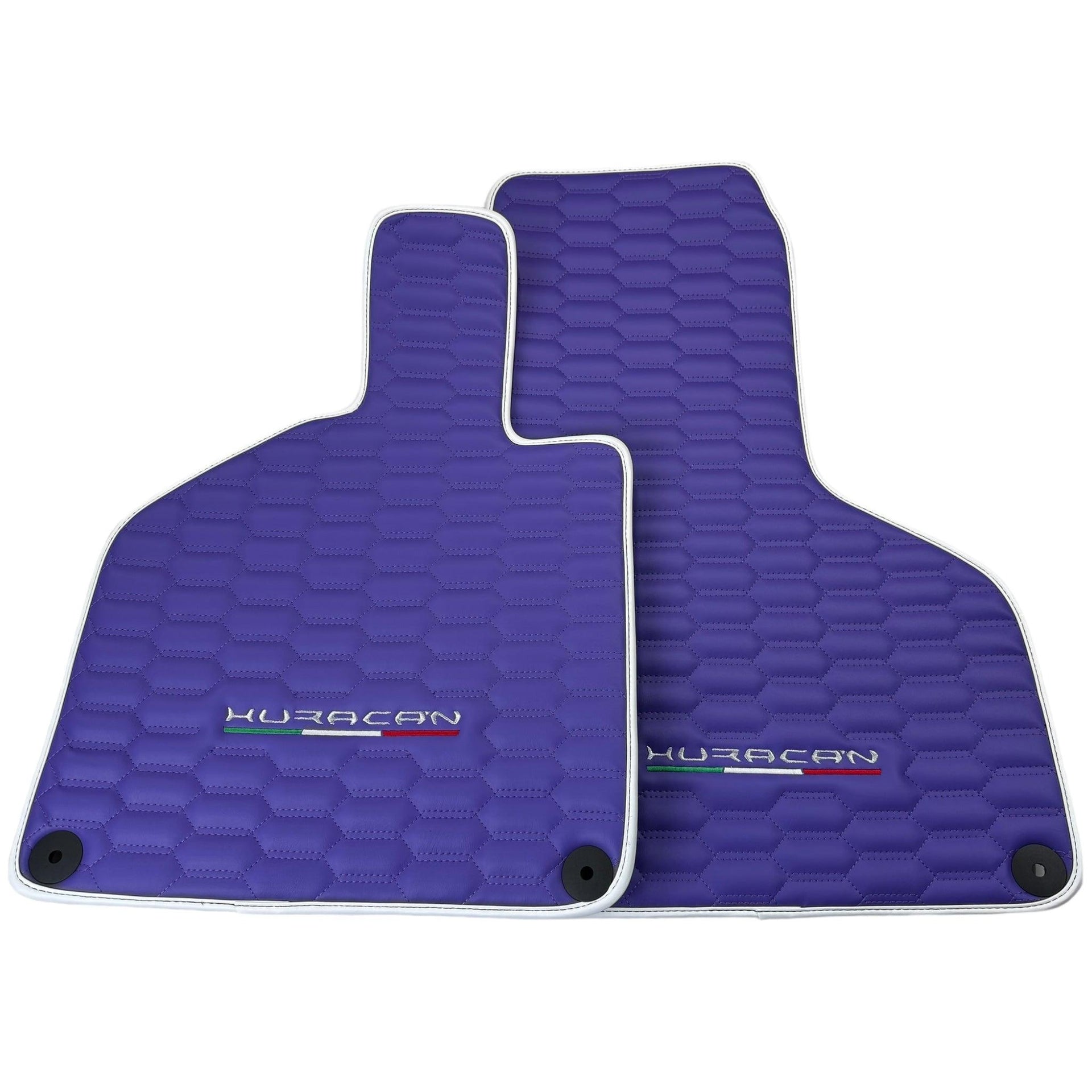 Purple Leather Floor Mats for Lamborghini Huracan with White Trim - AutoWin