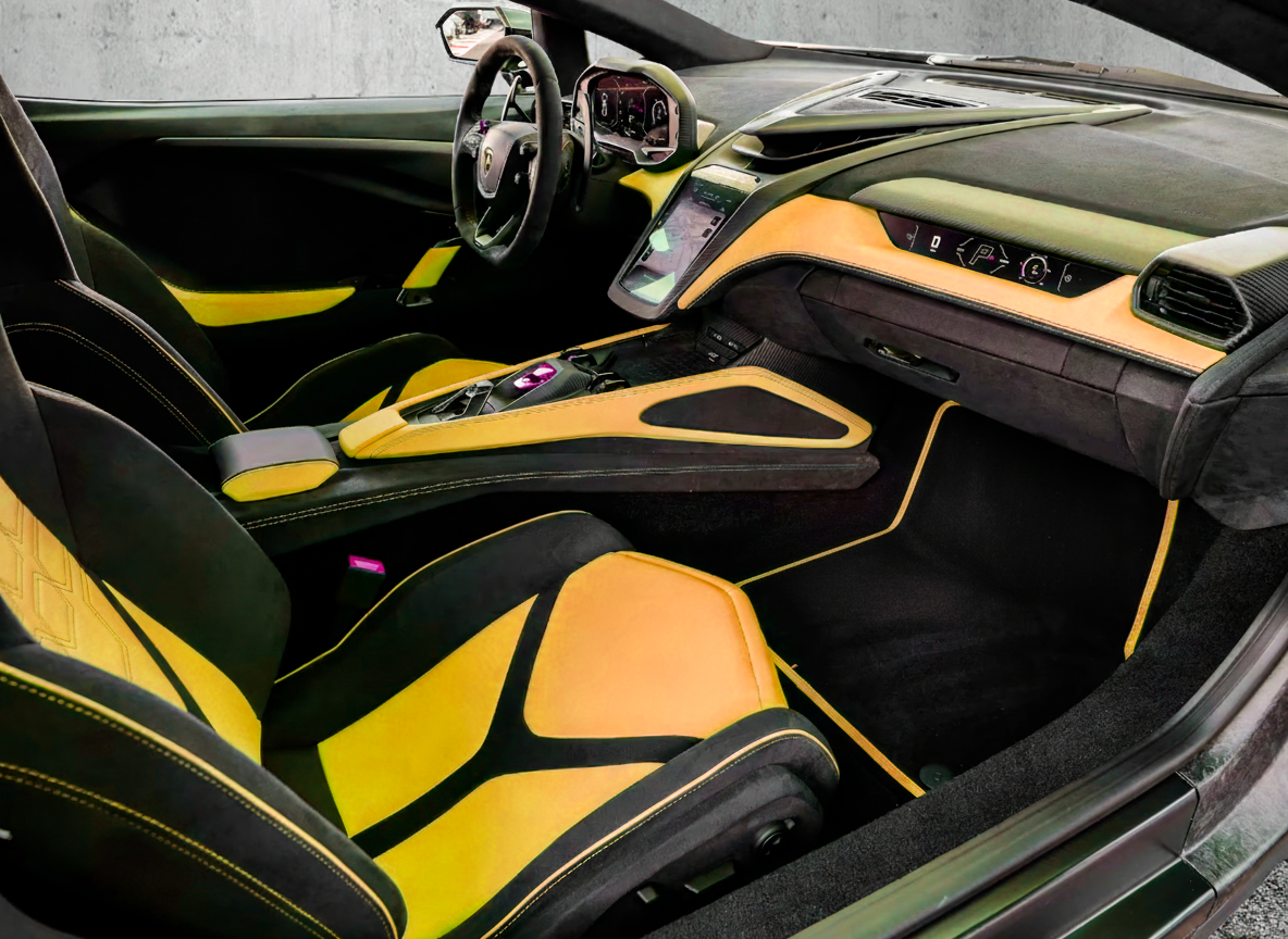 Customizable Black Floor Mats For Lamborghini Urus Tailored With Yellow Trim