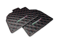Floor Mats for Lamborghini Aventador Carbon Fiber Leather Red Stitching - AutoWin