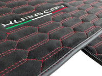 Alcantara Floor Mats for Lamborghini Huracan Red Sewing - AutoWin