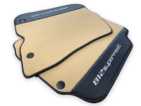 Beige Floor Mats For Ferrari 812 Superfast With Carbon Fiber Leather - AutoWin