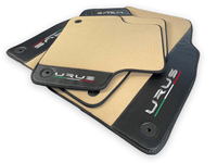 Beige Floor Mats For Lamborghini Urus With Carbon Leather - AutoWin