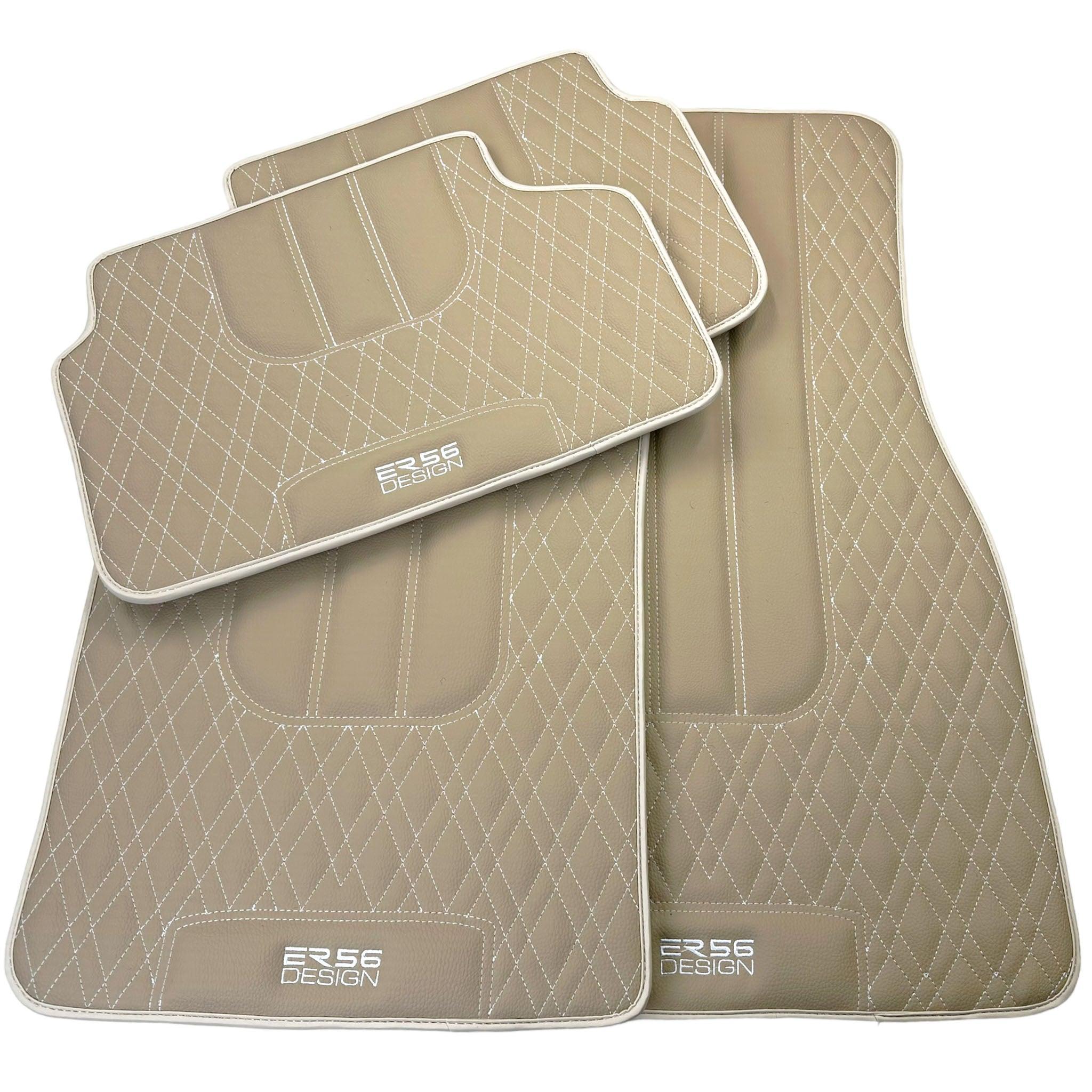 Beige Leather Floor Mats For BMW M3 4-door E90 - AutoWin