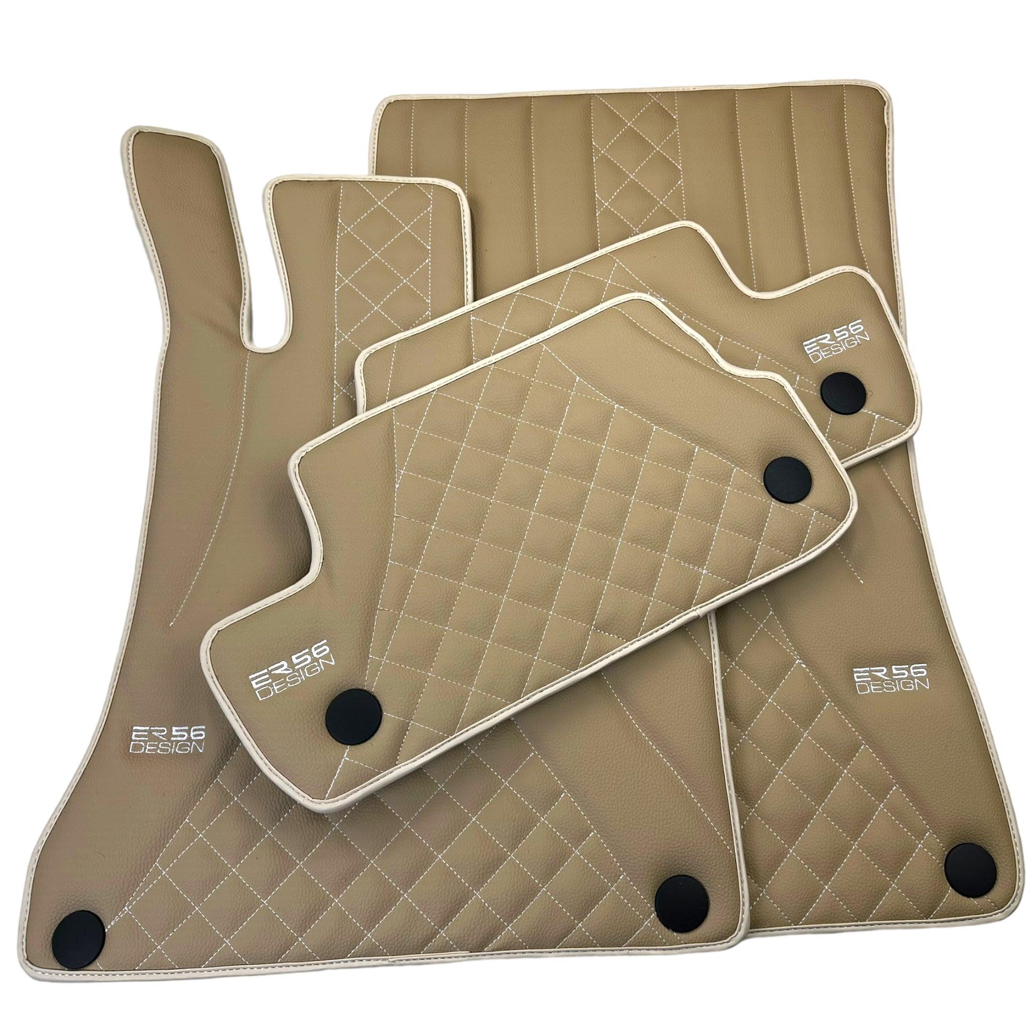 Beige Leather Floor Mats For Mercedes Benz E-Class S213 All Terrain (2020-2023) | ER56 Design - AutoWin