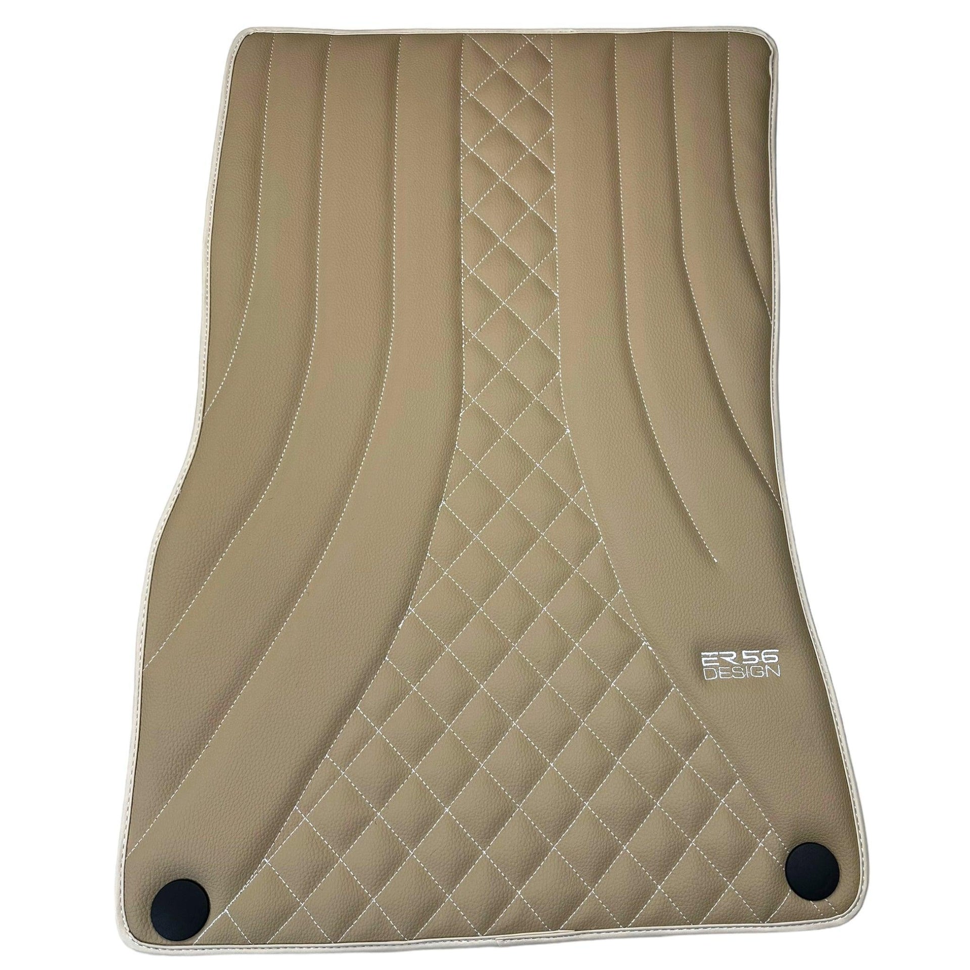 Beige Leather Floor Mats For Mercedes Benz E-Class W213 Sedan (2016-2020) Hybrid | ER56 Design - AutoWin