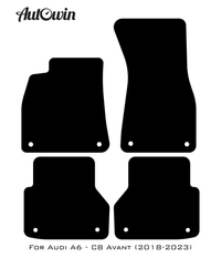 Black Floor Mats for A6 - C8 Avant (2018-2023) With Orange Alcantara | ER56 Design - AutoWin