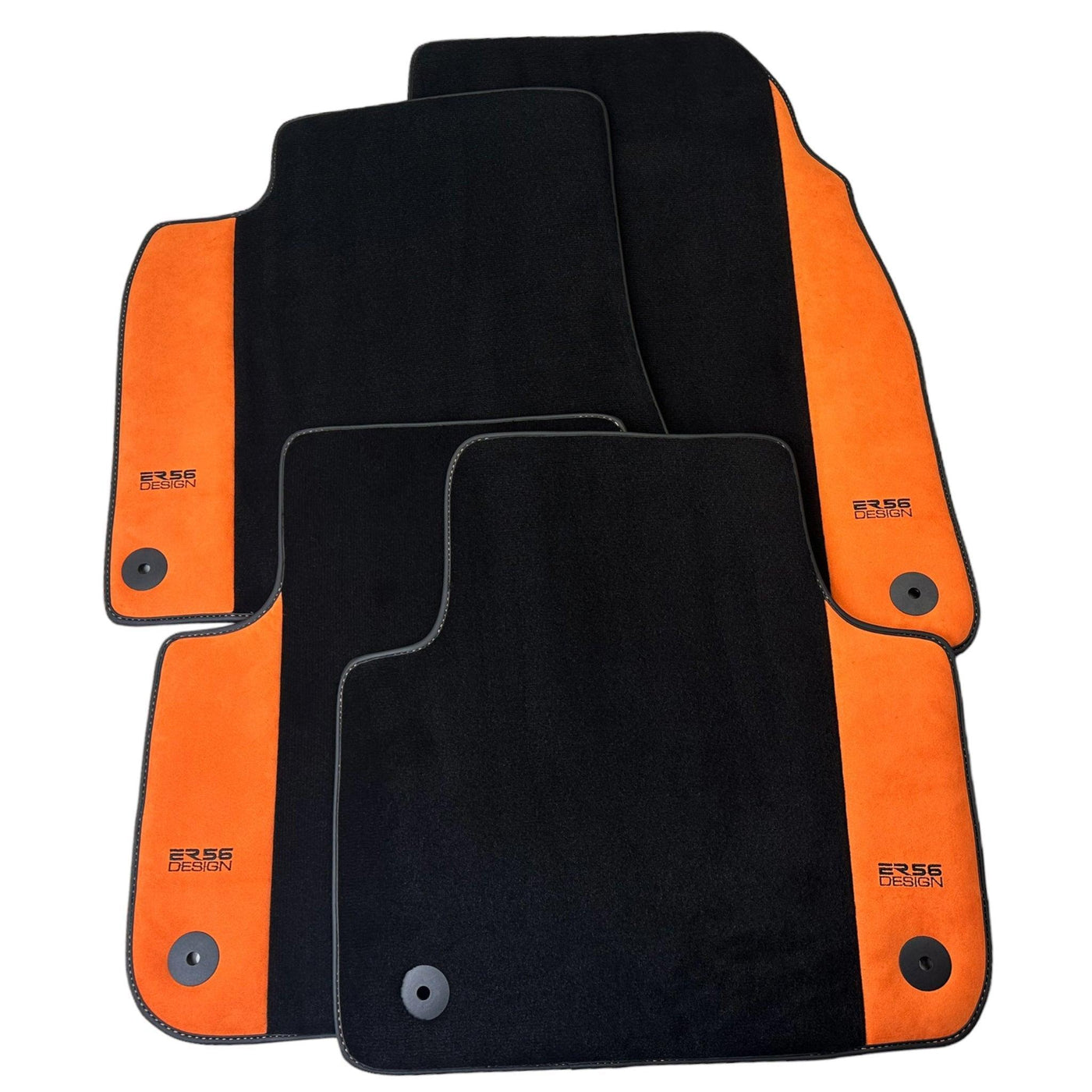 Black Floor Mats for A6 - C8 Avant (2018-2023) With Orange Alcantara | ER56 Design - AutoWin