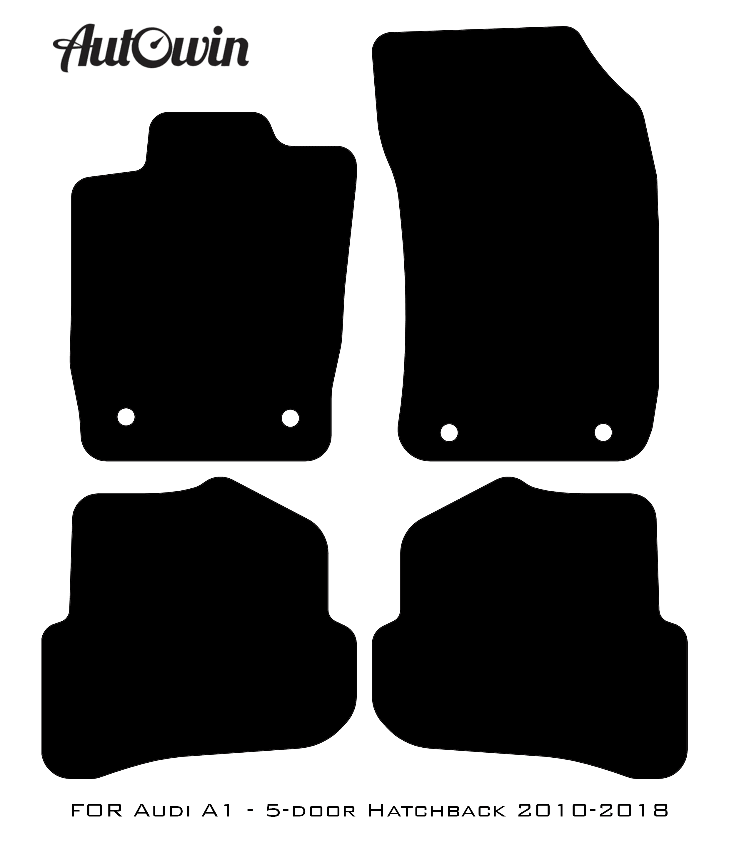 Black Floor Mats for Audi A1 5-door Hatchback 2010-2018 | Fighter Jet Edition - AutoWin