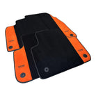 Black Floor Mats for Audi A1 - 5-door Hatchback (2019-2024) With Orange Alcantara | ER56 Design - AutoWin